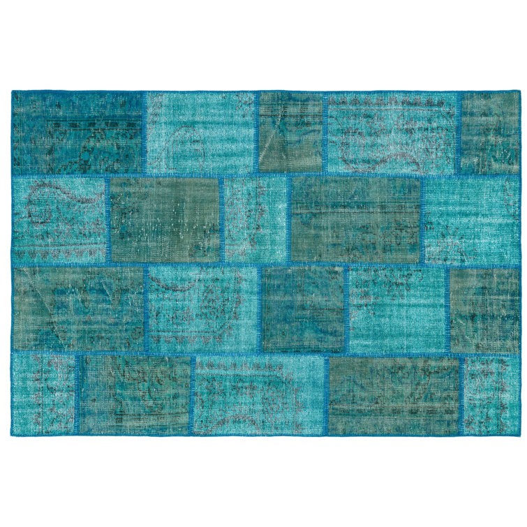 Blue Elephant Hand Knotted Turquoise Rug Wayfair.co.uk